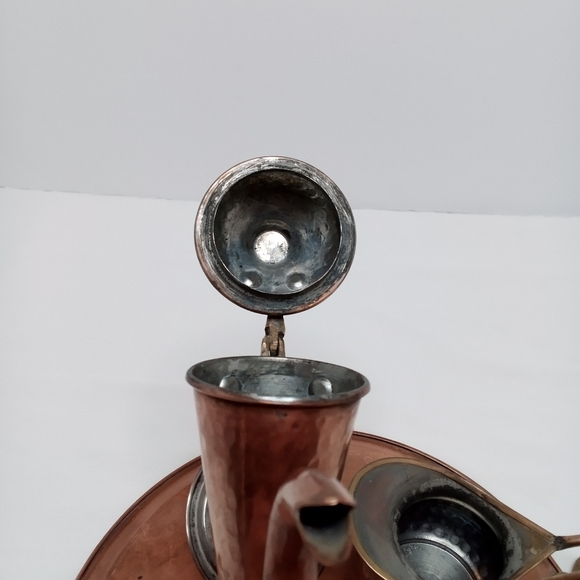 Vintage Hammered Copper 4 Piece Tea Set Complete - Picture 8 of 9